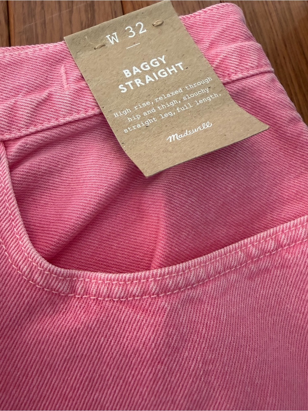 Madewell Baggy Straight Jeans Garment Dyed Pink High Rise Slouchy Denim W32 NWT - Picture 7 of 10
